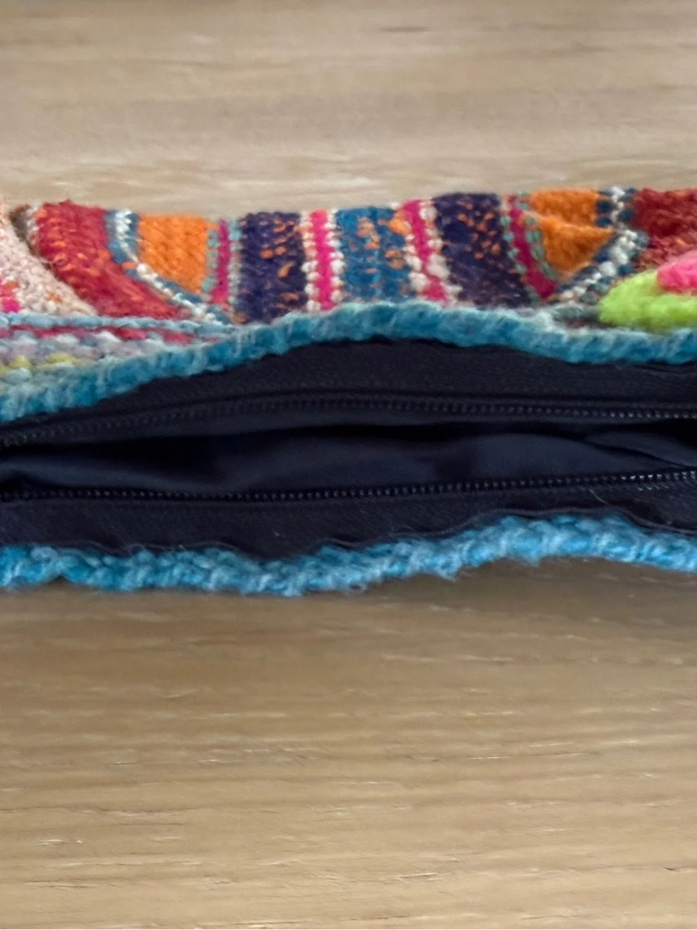 Peruvian Handmade Multicolor Wristlet Pouch with Flower Accent
